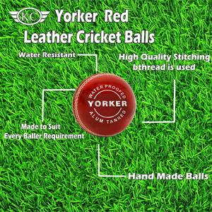 Pick 6 KC ENTERPRISES Yorker Red Leather Cricket Balls Peso 156gm-160gm Mejor calidad Estándar internacional ALUM Tannde - Product Image 4