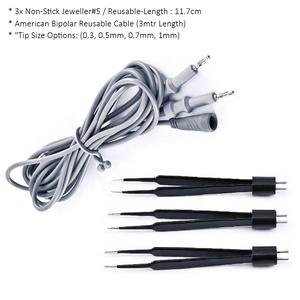 Pacho Industries 3x Antiadhésif pour bijoutier # 5 Pinces bipolaires en acier inoxydable 11,7 cm réutilisables avec câble américain de 3 m, pointes de 0,3 à 1 mm - Product Image 1