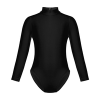 Kostum Balet Wanita Lengan Panjang Kerah Tinggi Jumpsuit Bodysuit Spandex/Nylon Bernapas Cepat Kering Pakaian Pertunjukan