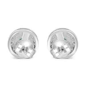 NOVAMART Fine Zarkan Vintage Red Garnet and Diamond Drop Earrings Dot <b>Silver</b> <b>Studs</b> with Ball Pattern Bezel Setting Trendy Style - Product Image 4