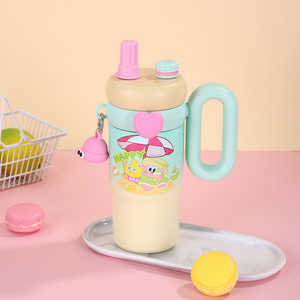 Gobelet isotherme chaud et froid en acier inoxydable de 900 ml avec motif arc-en-ciel classique pour la rentrée des classes des enfants, inclut un couvercle avec paille et bec verseur - Product Image 6