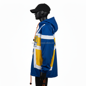 Chaqueta cortavientos ligera para mujer, 130 GSM, poliéster, azul, blanco, amarillo, estilo paneles, con logotipo personalizado, chaqueta para mujer - Product Image 3