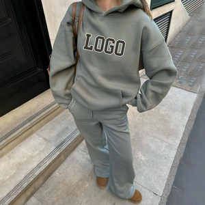 Custom Logo Usa Mens 100% Cotton Blank Plain Hoodies Vendor Joggers and Hoodies Set Embroidery Unisex Men Stacked Sweatsuit Sets - Product Image 1