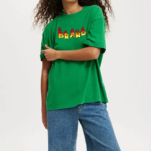 Camiseta personalizada para mujer, venta al por mayor, gran tamaño, Blanco, en blanco, suave, gráfico personalizado, 100% algodón, hombro caído, camiseta para mujer - Product Image 1