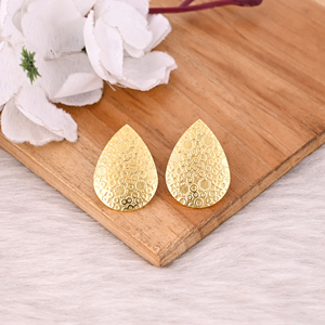 คุณภาพสูงทองเหลืองชุบทองต่างหูสตั๊ดเรียบต่างหูพื้นผิวทำด้วยมือต่างหูทองเหลืองชุบทองสำหรับปาร์ตี้สบายๆ - Product Image 5