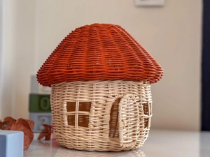 Panier en rotin en forme de champignon, paniers de rangement faits à la main, rotin naturel, moderne, multifonctionnel, fabriqué au Vietnam - Product Image 1