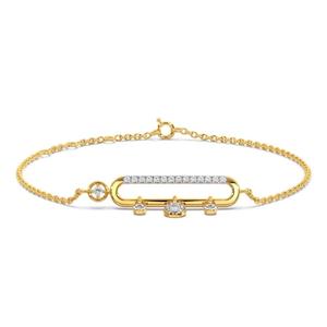 Pulsera de diamantes cultivados en oro de 14K Estación de oro sólido Pulsera de diamantes cultivados en laboratorio sólido Pulsera delicada de diamantes - Product Image 1