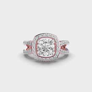 แหวนมอสซาไนต์ทรงกลม 3 กะรัต ประดับเพชรแบบฮาโล วงแหวนแยกชิ้น ทอง 14K รับรองโดย IGI ของขวัญวันสตรี ราคาโรงงาน - Product Image 4