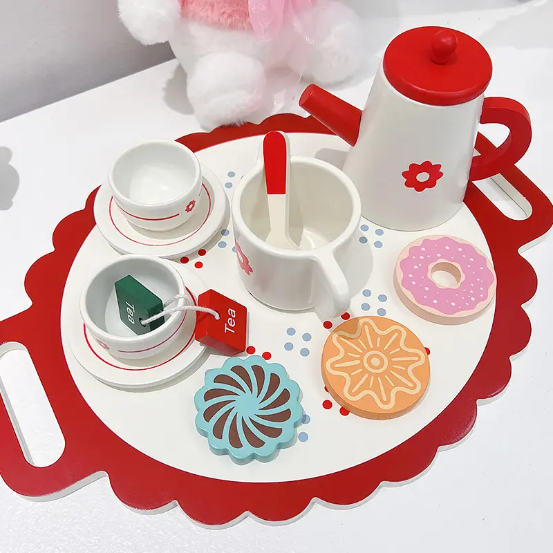 Holz nach dem Mittagessen Tee Set Spielzeug für Kinder Spielen Küchen zubehör Kleinkind Tee Set für Kinder