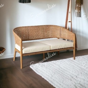 Diseño de lujo Cómodo Love Seat Dos asientos Diseño moderno Sofá de bambú natural Cómodos juegos de Muebles personalizados - Product Image 1