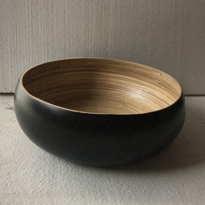 Best Selling Hot Item Handmade with Black Color Spun <b>Bamboo</b> Salad <b>Bowl</b> Wholesale Made in Vietnam - Product Image 1