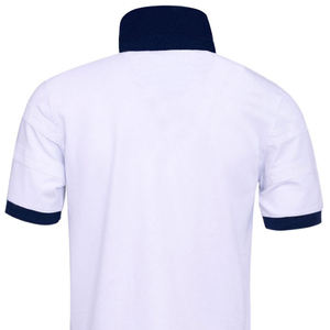 Polos de haute qualité à manches courtes été hommes polos haute rue Style coton respirant décontracté couleur blanche et bleue - Product Image 5