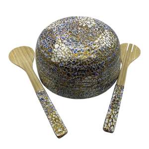ชามเปลือกไข่ไม้ไผ่ปั่นด้วยมือพร้อมชุดช้อนโต๊ะแบบเรียบง่ายเครื่องใช้ในครัวงานปาร์ตี้แบบเวียดนามออกแบบได้ตามต้องการ - Product Image 3