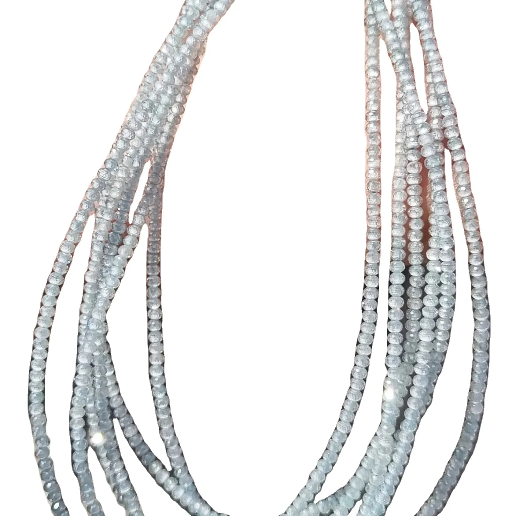 2 mm manik-manik Moissanite segi bulat kalung berlian moissanite biru gelang moissanite