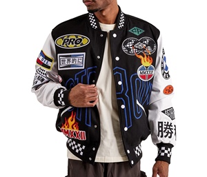OEM Custom Wholesale Men's Polyester Fleece Embroidery Eco-Friendly Windproof Sleeves Classic Winter <b>Baseball</b> <b>Bomber</b> <b>Jacket</b> - Product Image 1