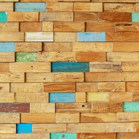 PANGESTU Panneau mural en bois massif authentique et moderne, motif géométrique pour l'intérieur des hôtels et des villas (épaisseur 17-23 mm)