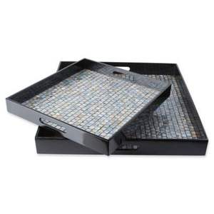 ถาดรองกระดูกอินเดียถาดสี่เหลี่ยมสีดำสำหรับตกแต่งโรงแรมในโรงแรมบ้านขายส่งจากผู้ขายในอินเดีย - Product Image 1