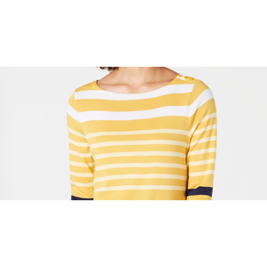 Top da Donna Charter Club in Cotone Pima Giallo con Bottoni e Strisce sulle Spalle, Moda Femminile Lavorato a Maglia Taglia XL per Primavera/Estate - Product Image 2