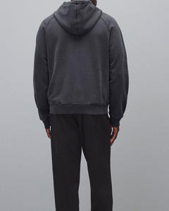 Sudadera con capucha y cremallera de peso medio de algodón y poliéster duradero para hombre, sudadera informal transpirable cálida de Indemand con logotipo personalizado - Product Image 2