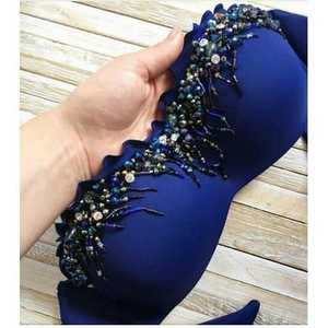 เซ็ตบิกินีดีไซน์เนอร์บราลูกปัดทำงานแฮนด์เมดสำหรับเทรนด์การแสดงบนเวทีคุณภาพสูงสไตล์เซ็กซี่ - Product Image 1