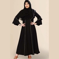Derniers modèles de vêtements islamiques Abaya de Dubaï en satin et diamant Abaya pour femmes musulmanes Robe ouverte sur le devant Abaya Burqa Nouveau