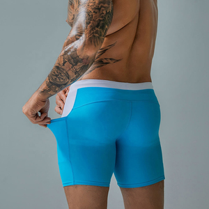 Customized <b>Compression</b> Biker <b>Shorts</b> for <b>Men</b> Solid Pattern Worsted Fabric Workout Gym Wear - Product Image 3