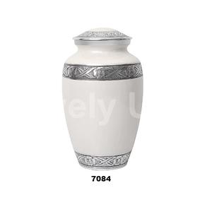 โกศสลักรูปดอกไม้สีเงินสำหรับผู้ใหญ่โกศขนาดใหญ่สำหรับขี้เถ้ามนุษย์แถมถุงกำมะหยี่ฟรี - Product Image 1