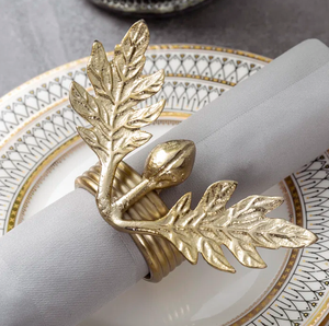 Feuille conception aluminium métal luxe porte-rond de serviette maison fêtes de mariage restaurant table à manger accessoire porte-papier de soie - Product Image 3