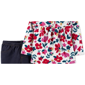 Set di 2 body per neonata di Carter's, stampa floreale rossa con pantaloni con tasche e volant, 100% cotone, taglia 24MOS per bambine - Product Image 2