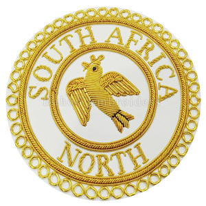 BADGE PROVINCIAL DE ROBE D'ARTISANAT MAÇONNIQUE POUR BARRIÈRE D'ÉPÉE-FIL DE BULLION D'OR BRODÉ À LA MAIN-BADGE DE TABLIER MAÇONNIQUE - Product Image 4