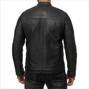 Chaqueta de moto de piel de oveja Unisex de moda con diseño minimalista moderno patrón de camuflaje costura duradera ecológica - Product Image 2