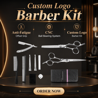 Pour RK125 SET Ciseaux de coiffure professionnels en acier inoxydable courbé avec poignée ergonomique, ciseaux de barbier, fournitures de salon de coiffure