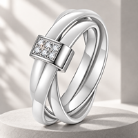 Bague de promesse et de mariage JLM en céramique blanche et acier inoxydable 316, double rangée de zircone cubique de 8 mm, entrelacée, pour femmes et hommes