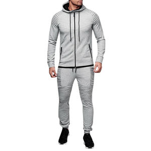 Chándal con capucha de color de contraste fresco para hombre, conjunto de ropa deportiva de 2 piezas para Hip Hop, correr, trotar, ciclismo, deportes, precio razonable - Product Image 2