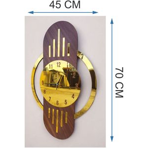 Reloj de pared de madera grande de nogal y oro de 70cm, regalo numerado silencioso para fines decorativos - Product Image 1