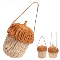 Nouvelle tendance osier rotin enfants sacs à bandoulière en forme de gland design balinais sacs de mode pour enfants