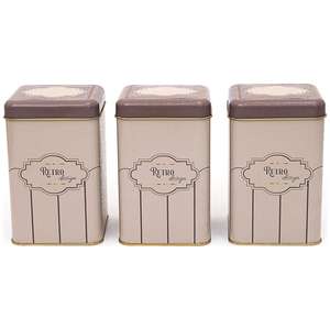 Juego de cajas de lata cuadradas de 105x105x160mm (Juego de 3) Diseño retro Retro - Product Image 1