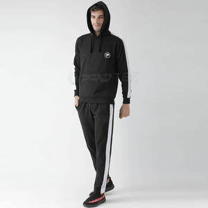 Survêtements XXL décontractés pour hommes personnalisés noir couleur unie entraînement Jogging Streetwear avec logo vêtements de sport d'hiver - Product Image 2
