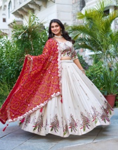 2024 verano Casual fiesta para niñas Lehenga Choli tejido puro seda hasta el suelo tejido estampado Festival bordado secuencia Casual - Product Image 1