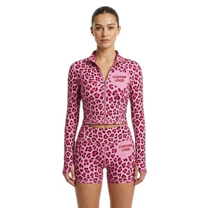 Conjunto Deportivo de Mujer con Estampado de Leopardo, Chaqueta con Cierre y Pantalones Cortos, 2 Piezas, Superventas 2026 - Product Image 2