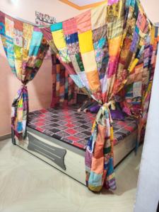 Full Patchwork Silk Sari Bed <b>Canopy</b> & Mosquito Net Bohemian Style <b>Tent</b> for Home Decor or Camping - Product Image 4
