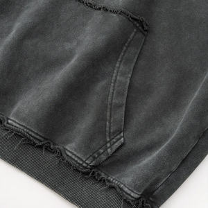 Sweats à capuche pour hommes en molleton de coton lavé à l'acide imperméable à l'eau épais brodés surdimensionnés hiver Design vierge 100% coton - Product Image 4