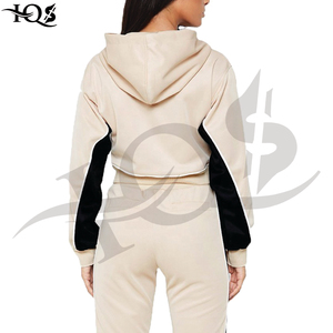 Women's Casual Striped Croptop Hood with Diamond Eco-Friendly <b>Jogger</b> Set Skinny Fit Spring/Summer - Product Image 5