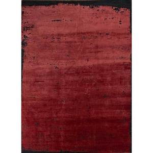 Alfombra Kavi de Color Sólido, Tejida a Mano con Lana y Seda de Bambú, Diseño Teoría del Caos en Rojo Anaranjado para Decoración de Sala de Estar -Esk-327 9x12 - Product Image 1