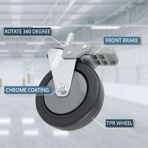 ล้ออุตสาหกรรม3นิ้ว3/8 "X1" ลำต้นล็อคล้อยาง TPR เคลือบโครเมี่ยม - Product Image 3