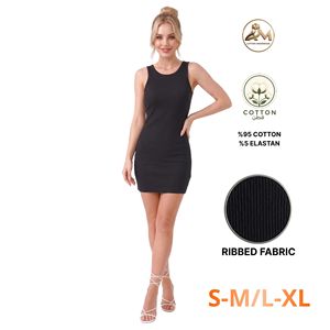 Vestido ajustado sin mangas con cuello redondo y diseño acanalado para mujer, minivestido casual de verano. - Product Image 5