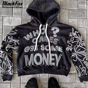 Sweat-shirt à capuche zippé surdimensionné pour hommes, avec logo personnalisé, doux au toucher, délavé à l'acide, impression bouffante vintage, sweat-shirt d'hiver sublimé - Product Image 2