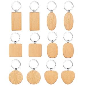 Porte-clés en bois de style classique, porte-clés en bois à logo laser, porte-clés en bois à anneau, cadeau promotionnel, vente chaude - Product Image 4