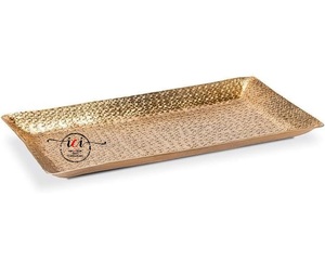 Offre spéciale, assiette décorative rectangulaire en aluminium gaufré avec finition dorée personnalisable pour mariage, maison écologique - Product Image 3