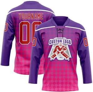 Maillots de hockey sur glace à manches longues sur mesure, entièrement sublimés, col à lacets, logo d'équipe, maillot de hockey pour jeunes - Product Image 6